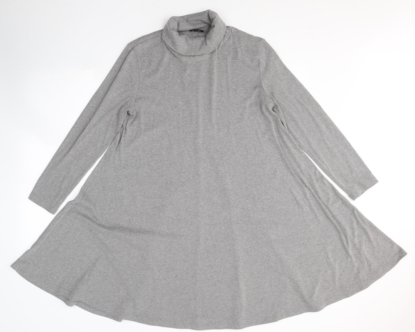 Floryday Womens Grey  Cotton Fit & Flare  Size M  Roll Neck Pullover