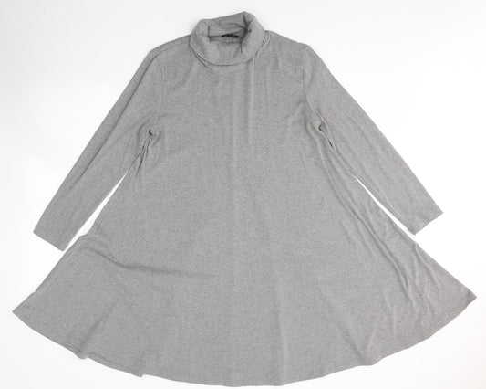 Floryday Womens Grey  Cotton Fit & Flare  Size M  Roll Neck Pullover