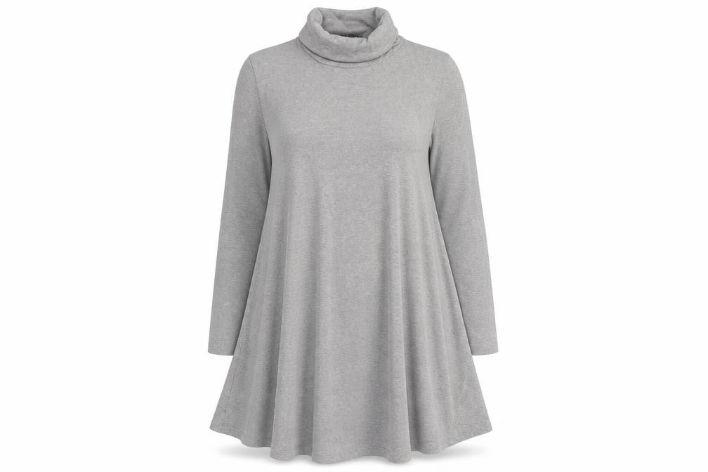 Floryday Womens Grey  Cotton Fit & Flare  Size M  Roll Neck Pullover