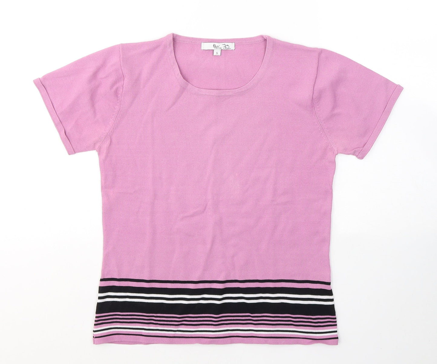 Klass Womens Pink  Polyester Basic T-Shirt Size S Round Neck