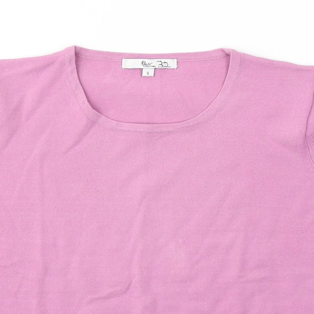 Klass Womens Pink  Polyester Basic T-Shirt Size S Round Neck