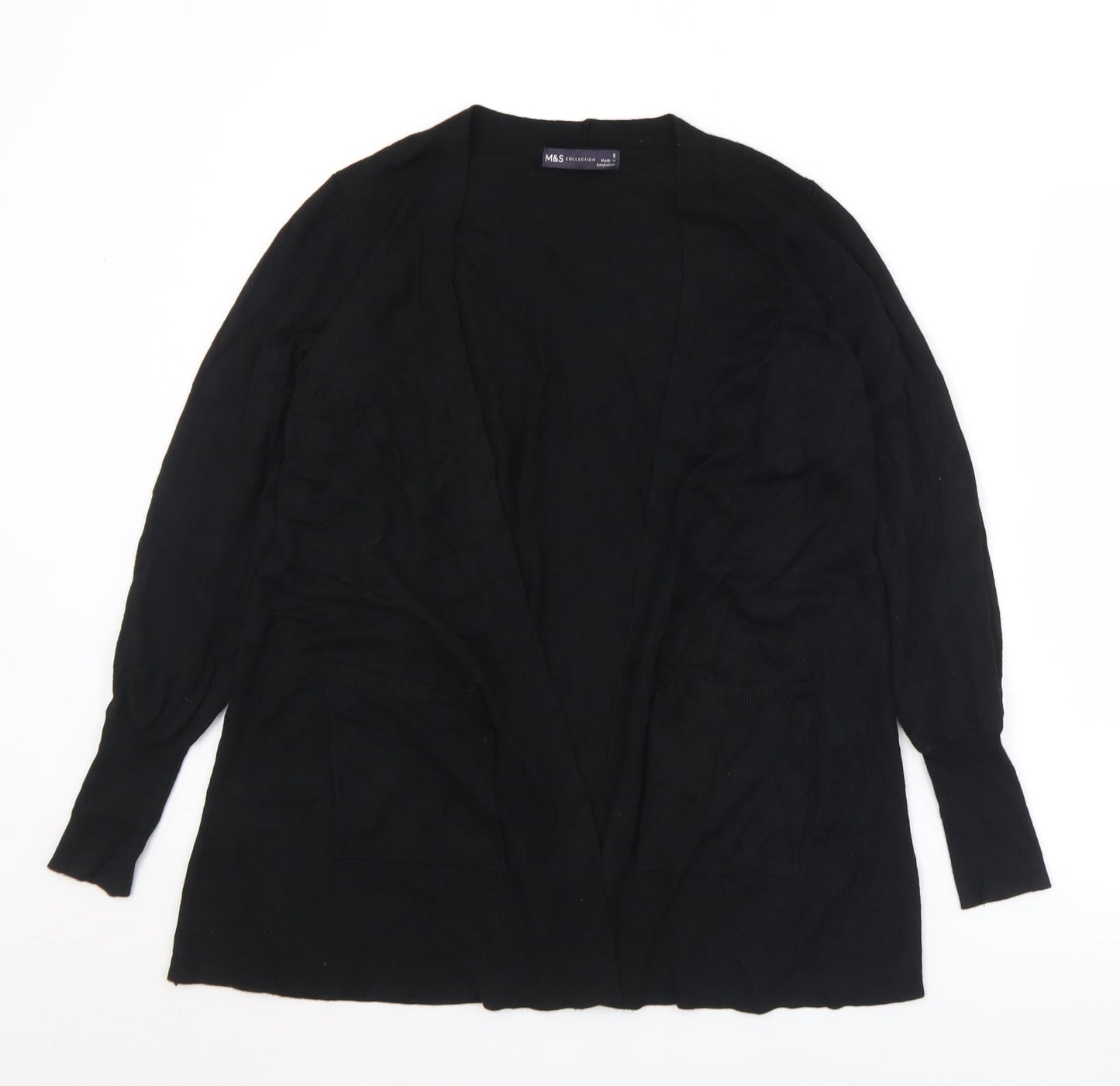 Marks and Spencer Womens Black Collared  Polyester Cardigan Jumper Size S