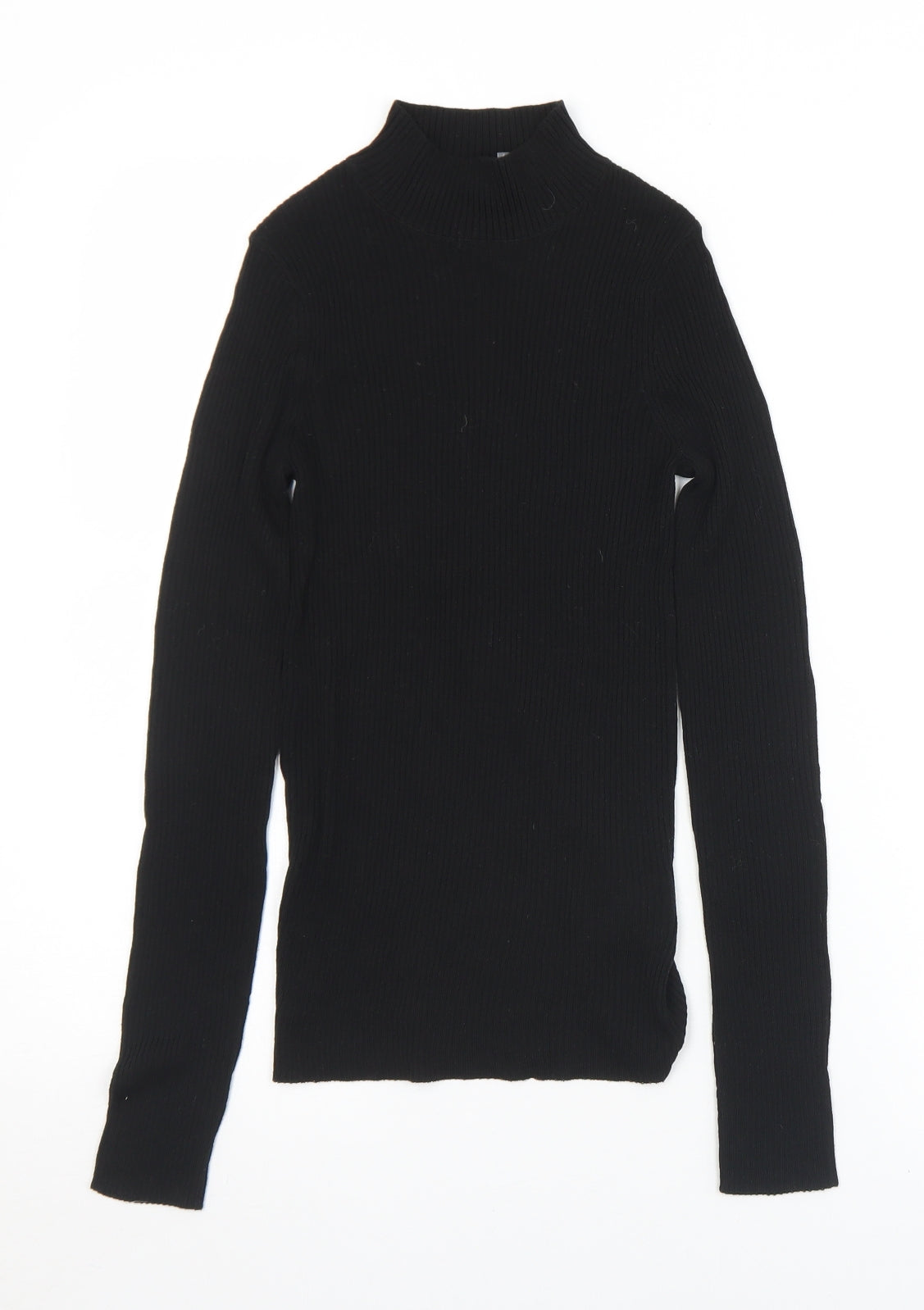 Preworn Womens Black Mock Neck  Viscose Pullover Jumper Size XS
