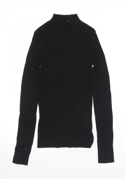 Preworn Womens Black Mock Neck  Viscose Pullover Jumper Size XS
