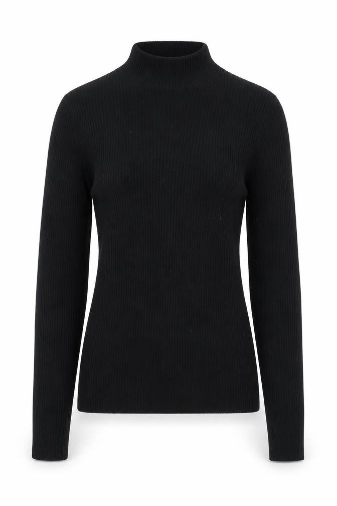 Preworn Womens Black Mock Neck  Viscose Pullover Jumper Size XS