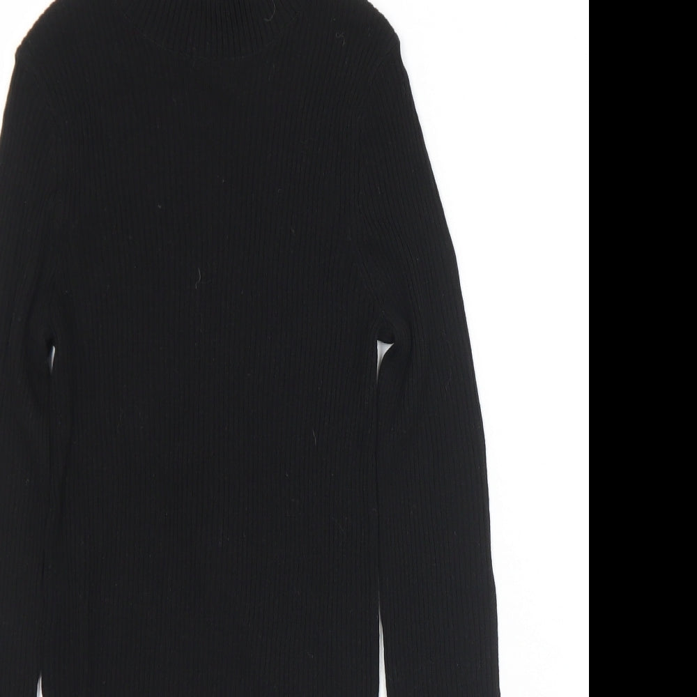 Preworn Womens Black Mock Neck  Viscose Pullover Jumper Size XS