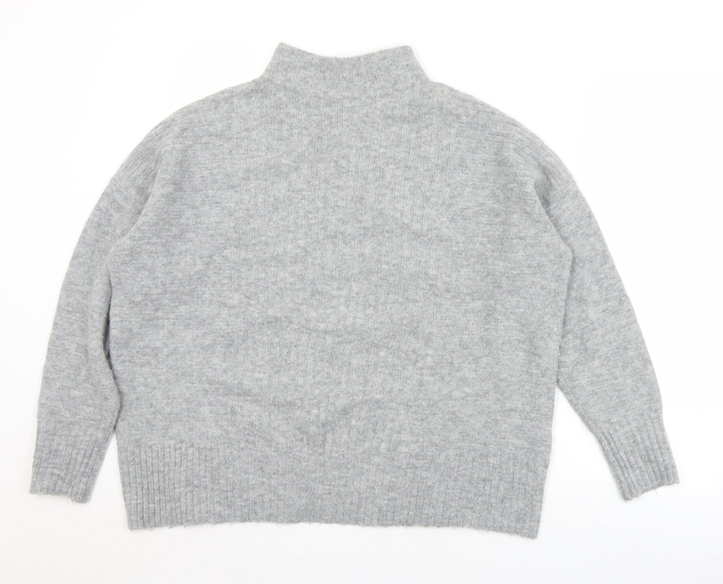 Warehouse Womens Grey Mock Neck  Acrylic Pullover Jumper Size 12