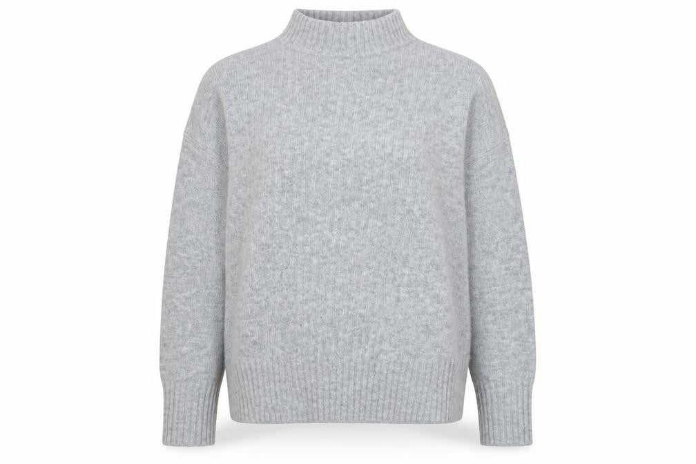 Warehouse Womens Grey Mock Neck  Acrylic Pullover Jumper Size 12