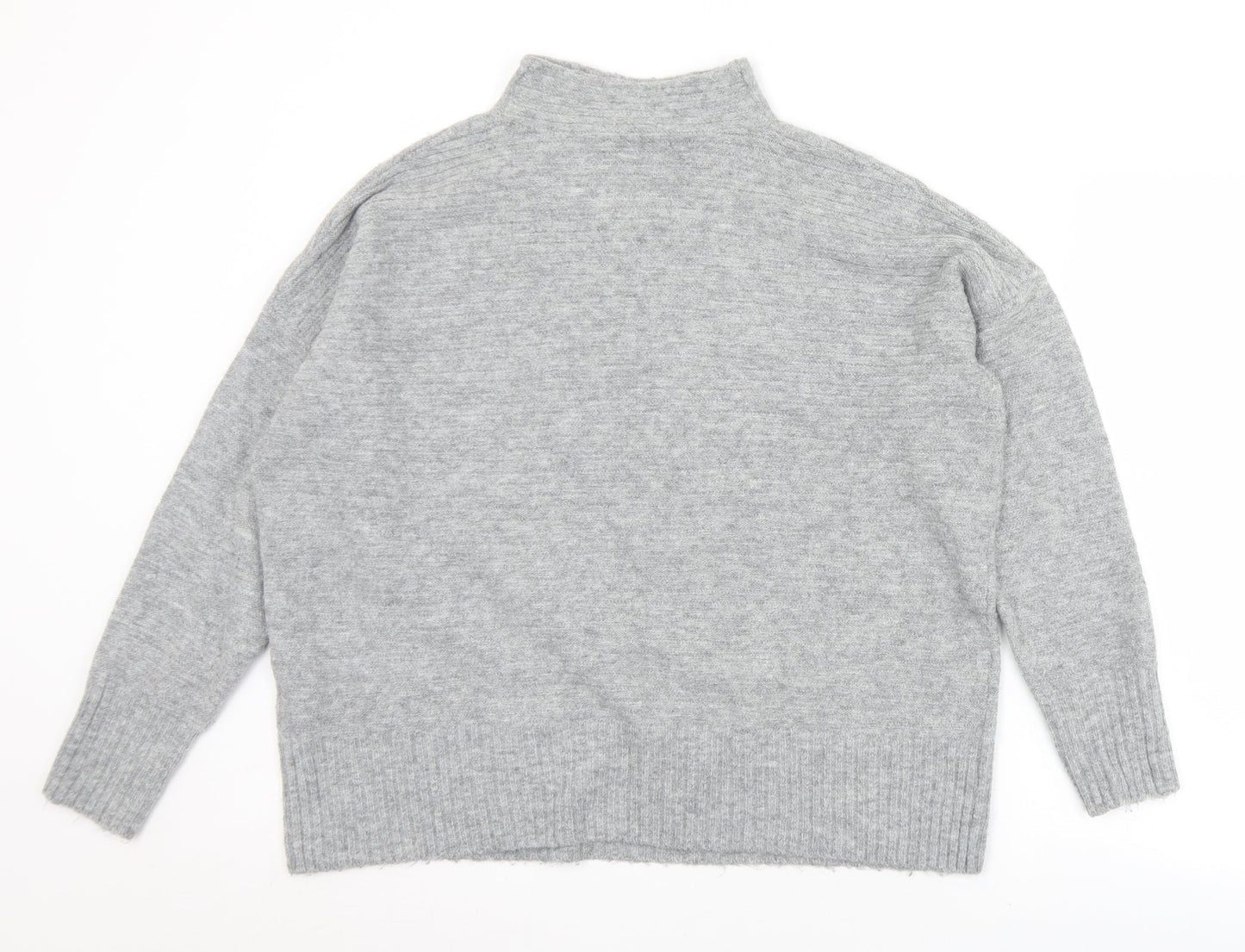 Warehouse Womens Grey Mock Neck  Acrylic Pullover Jumper Size 12