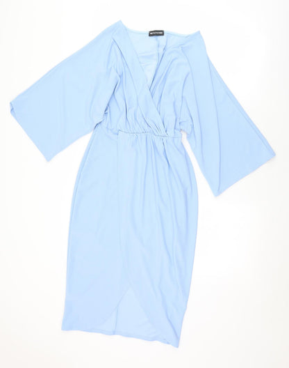 PRETTYLITTLETHING Womens Blue  Polyester Sheath  Size 8  V-Neck