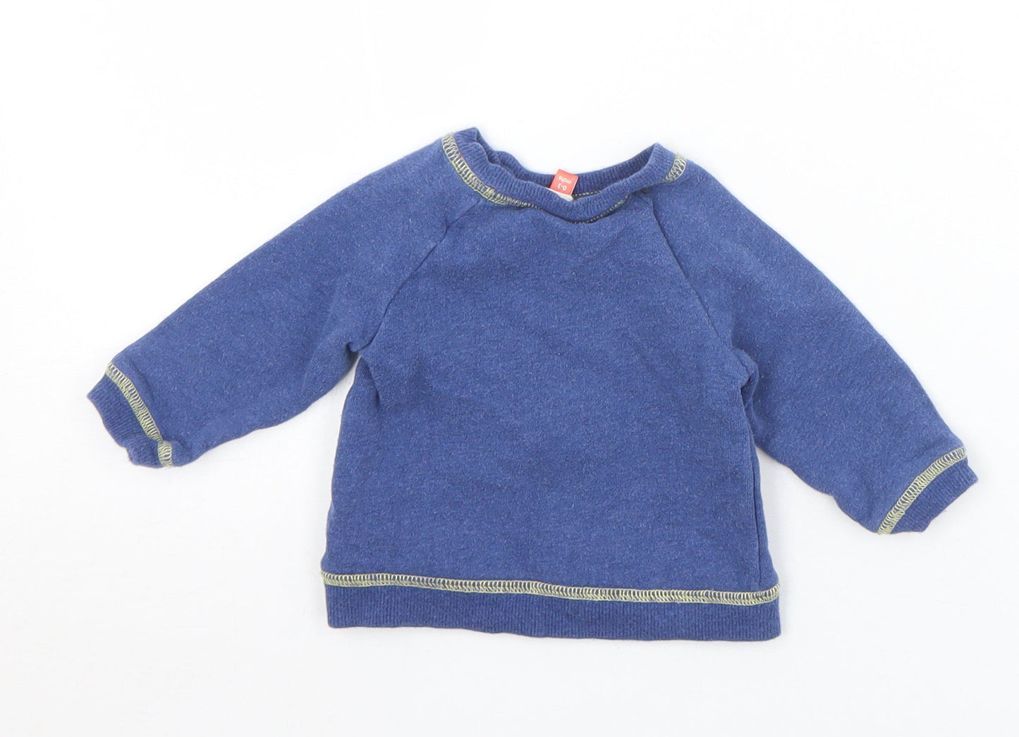 John Lewis Boys Blue  Cotton Pullover Jumper Size 0-3 Months  Button - Car