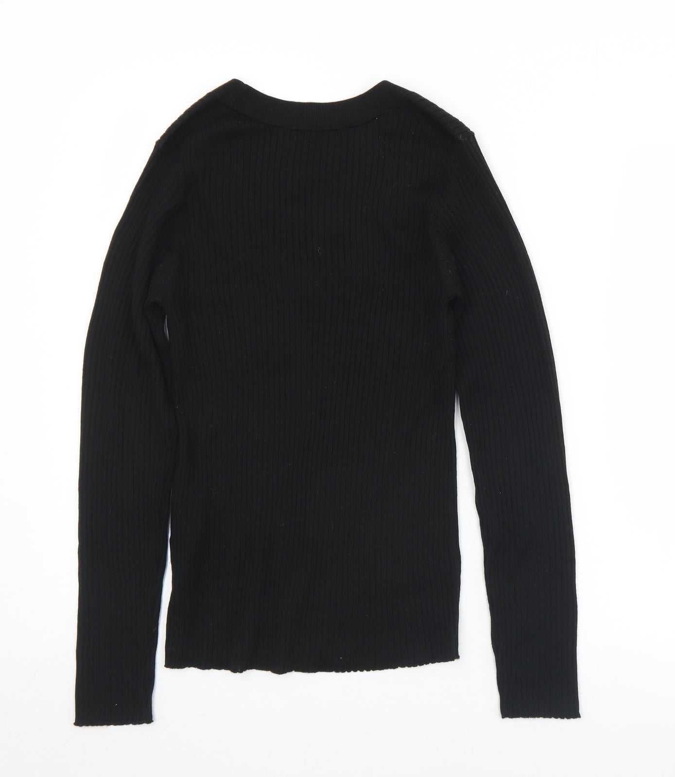 Selected Womens Black Scoop Neck  Acrylic Pullover Jumper Size L