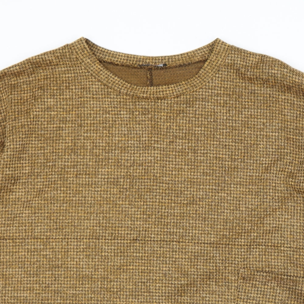 Roman Womens Gold Crew Neck  Polyester Pullover Jumper Size S
