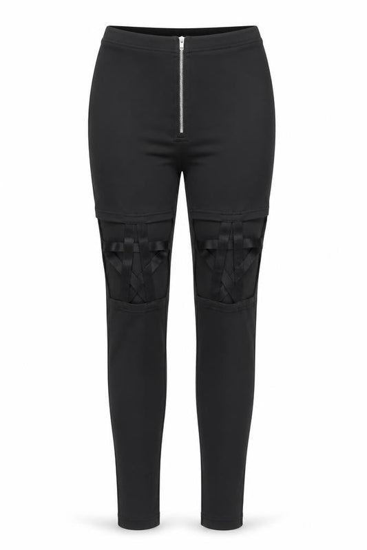 SheIn Womens Black  Polyester Pedal Pusher Trousers Size XS L27 in Regular Zip