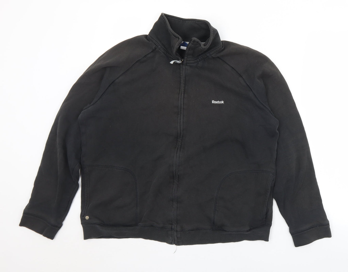 Reebok Womens Black  Cotton Full Zip Sweatshirt Size 2XL  Zip