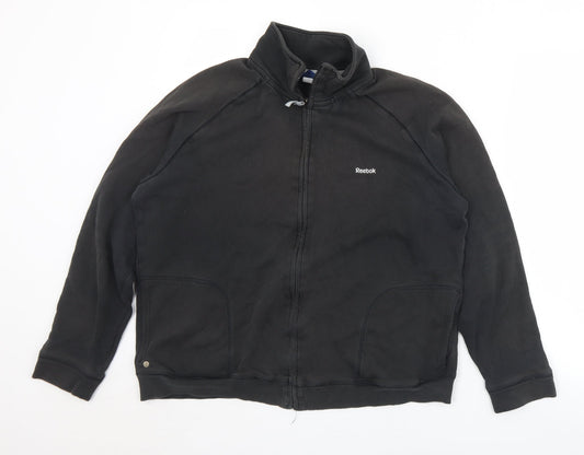 Reebok Womens Black  Cotton Full Zip Sweatshirt Size 2XL  Zip