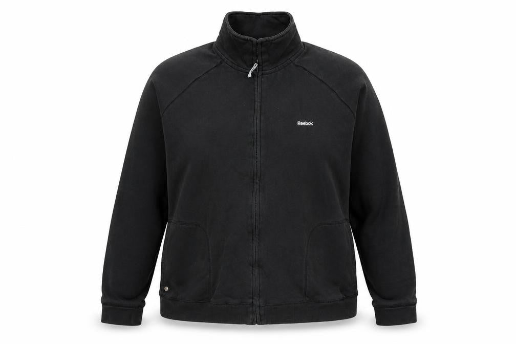 Reebok Womens Black  Cotton Full Zip Sweatshirt Size 2XL  Zip