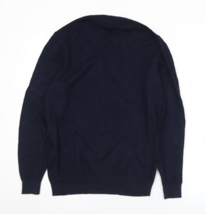 Zara Womens Blue V-Neck  Viscose Pullover Jumper Size M