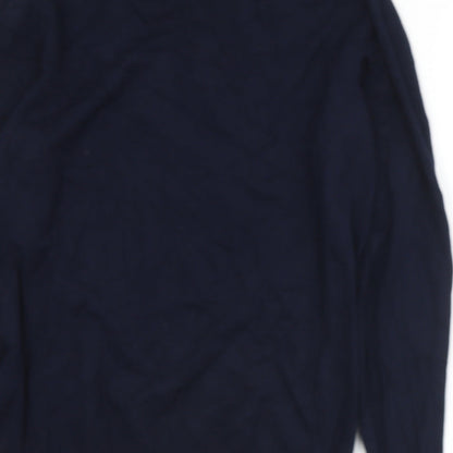 Zara Womens Blue V-Neck  Viscose Pullover Jumper Size M
