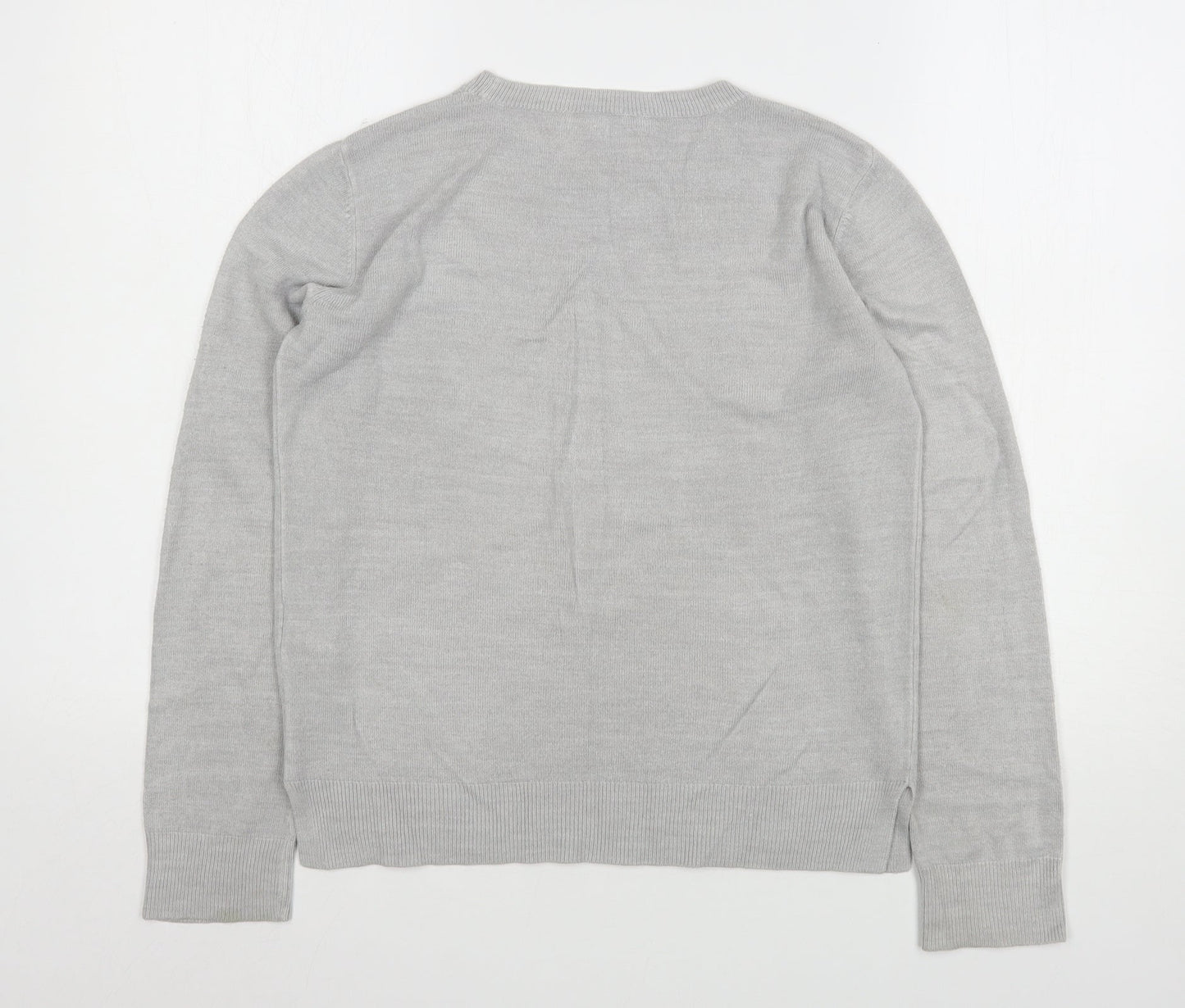 Marks and Spencer Womens Grey Round Neck  Acrylic Pullover Jumper Size 10