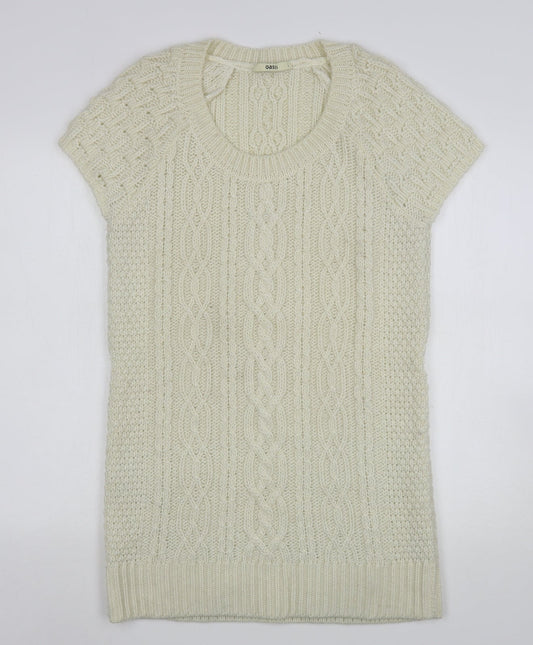 Oasis Womens Beige Round Neck  Acrylic Pullover Jumper Size L