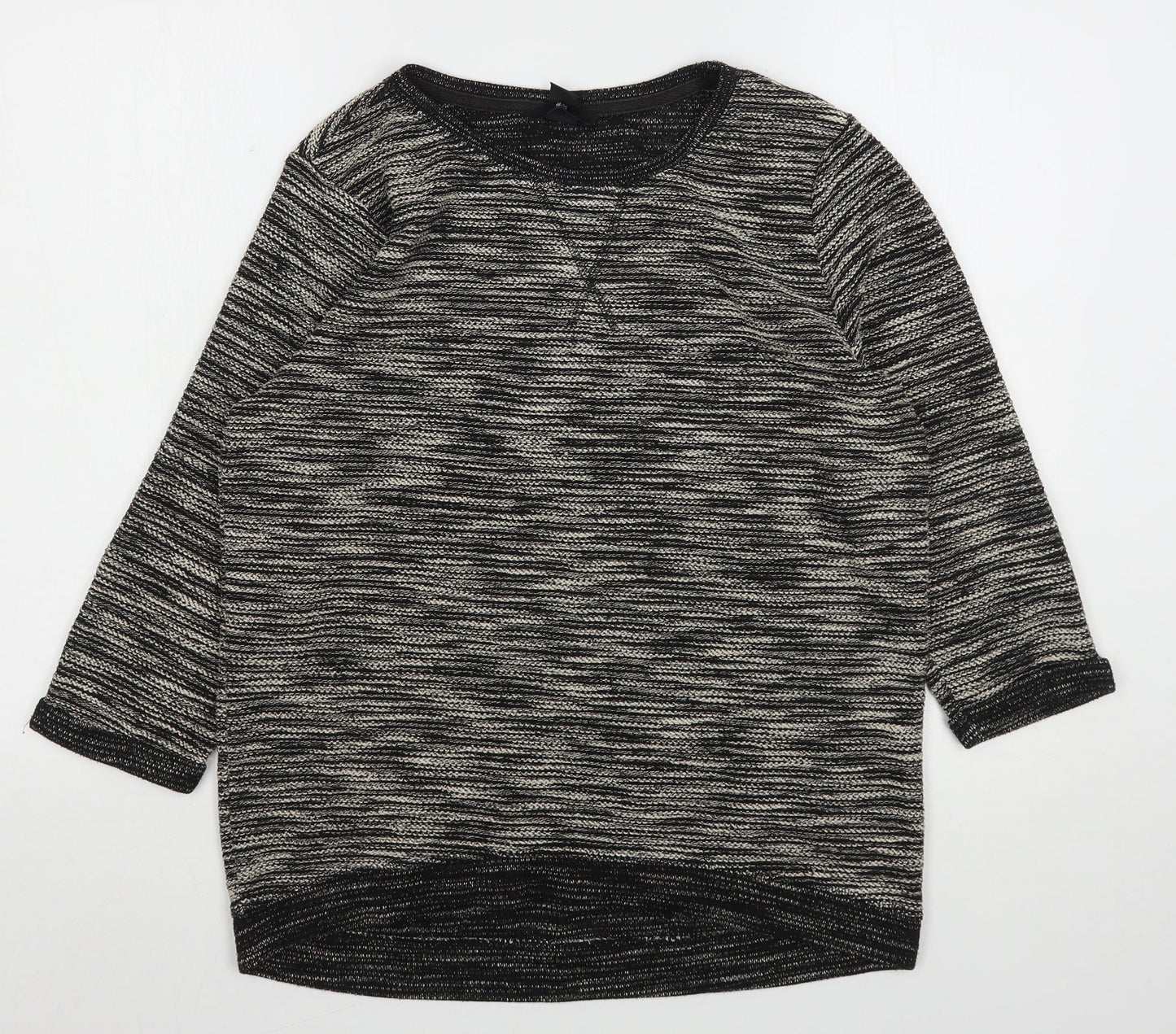 H&M Womens Grey Round Neck Striped Polyester Pullover Jumper Size S