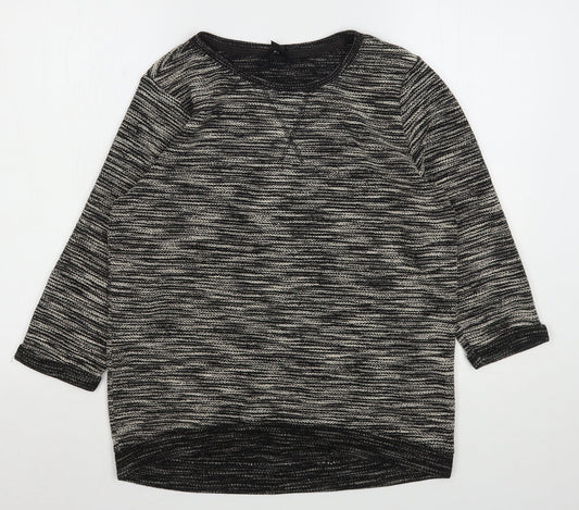 H&M Womens Grey Round Neck Striped Polyester Pullover Jumper Size S