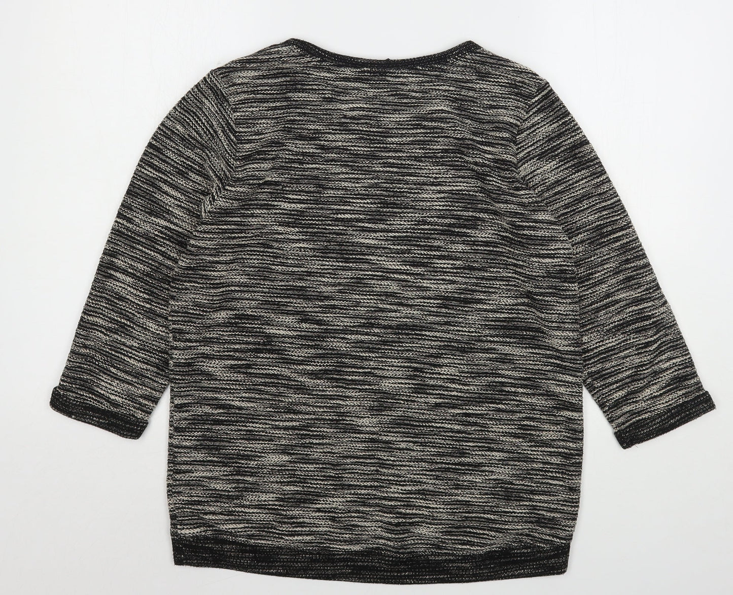 H&M Womens Grey Round Neck Striped Polyester Pullover Jumper Size S