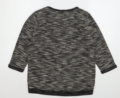 H&M Womens Grey Round Neck Striped Polyester Pullover Jumper Size S