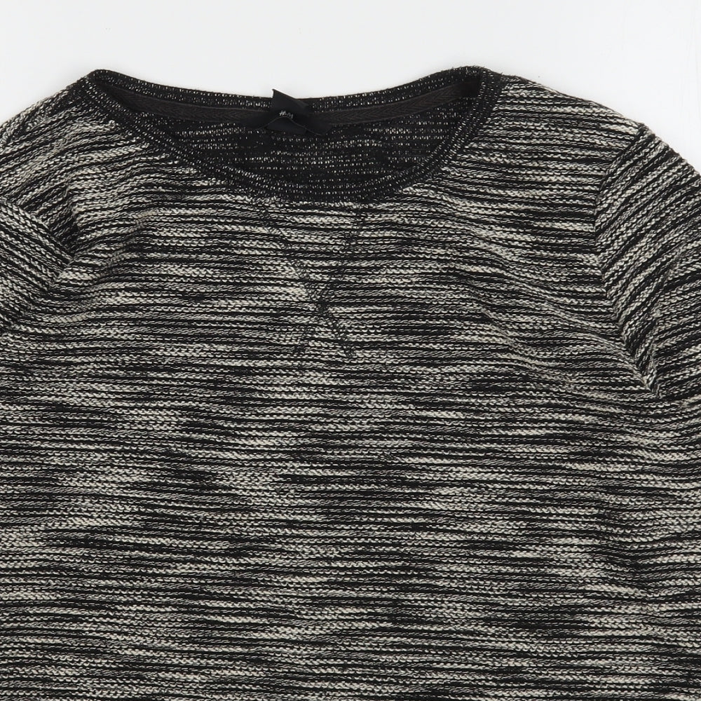 H&M Womens Grey Round Neck Striped Polyester Pullover Jumper Size S