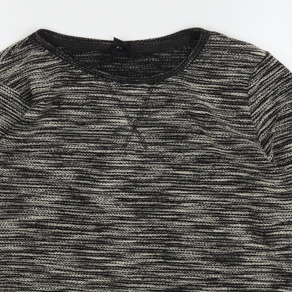 H&M Womens Grey Round Neck Striped Polyester Pullover Jumper Size S