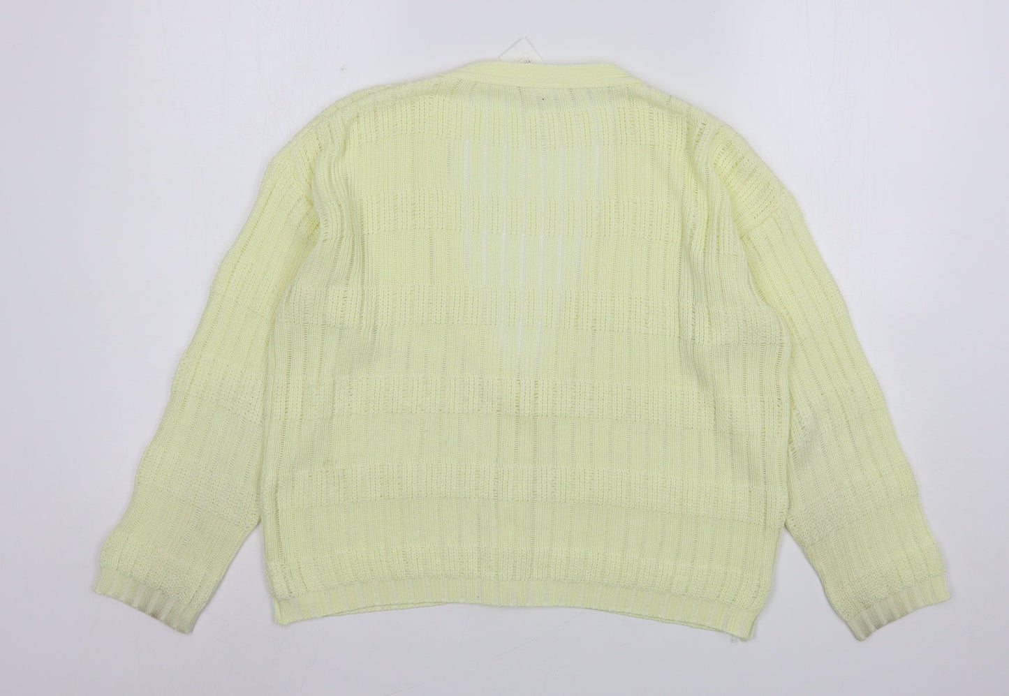 St Michael Womens Yellow V-Neck  Polyester Cardigan Jumper Size 8