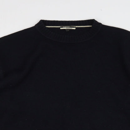 George Mens Blue Round Neck  Acrylic Pullover Jumper Size L