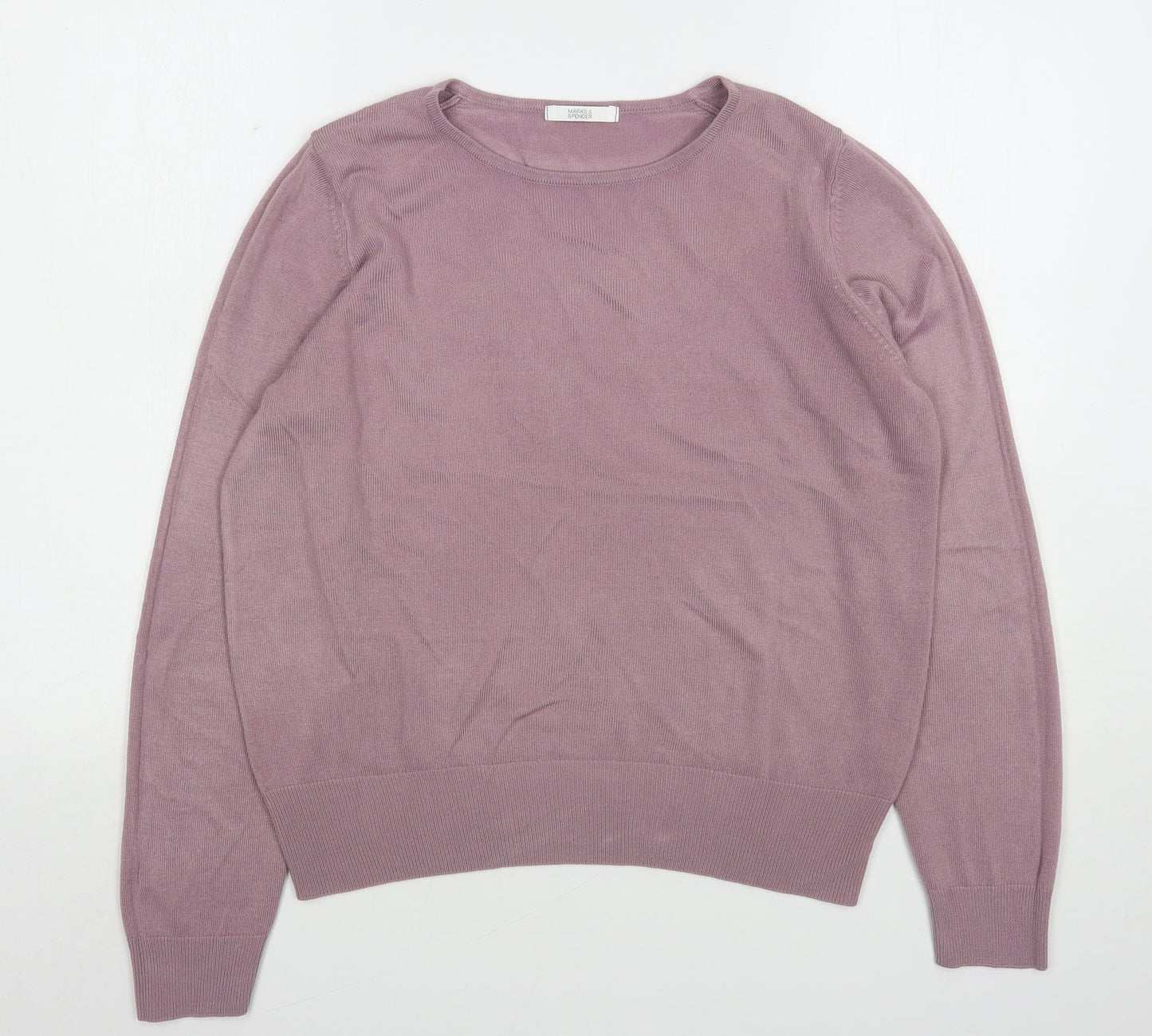 Marks and Spencer Womens Pink Round Neck  Acrylic Pullover Jumper Size 12