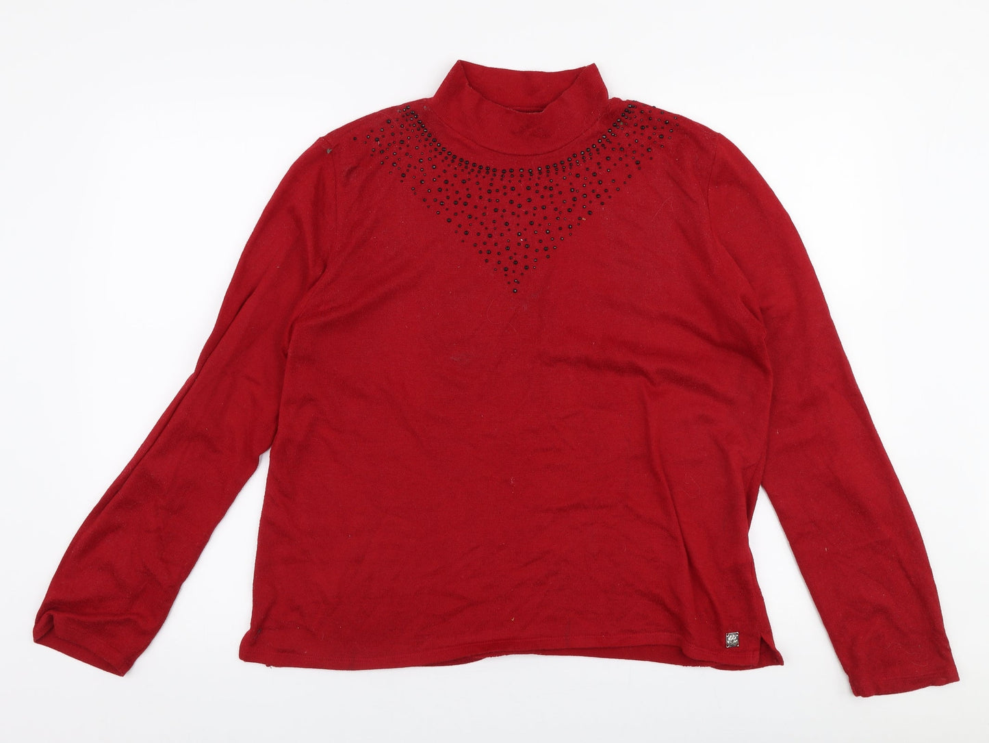 Preworn Womens Red High Neck  Polyester Pullover Jumper Size M