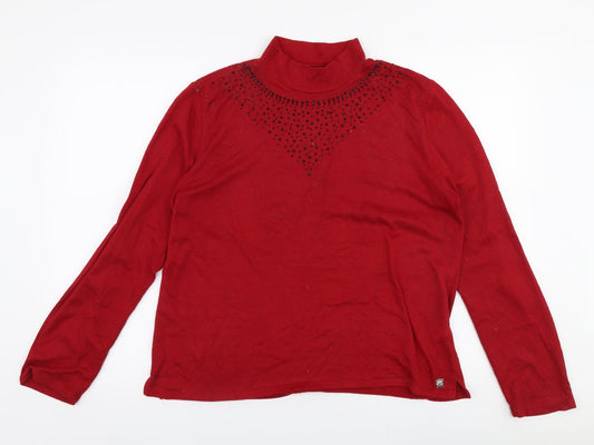 Preworn Womens Red High Neck  Polyester Pullover Jumper Size M