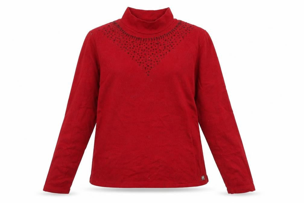 Preworn Womens Red High Neck  Polyester Pullover Jumper Size M