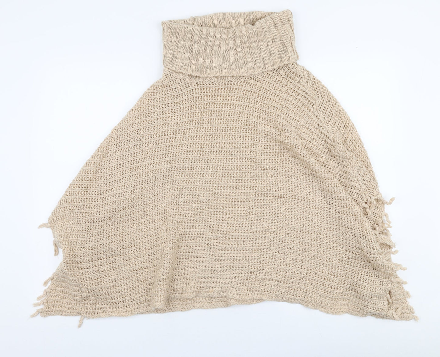 Internationale Womens Beige Roll Neck  Acrylic Pullover Jumper Size M