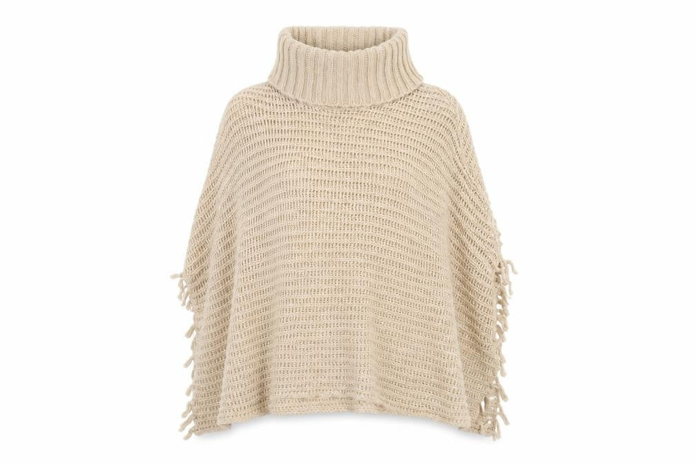 Internationale Womens Beige Roll Neck  Acrylic Pullover Jumper Size M