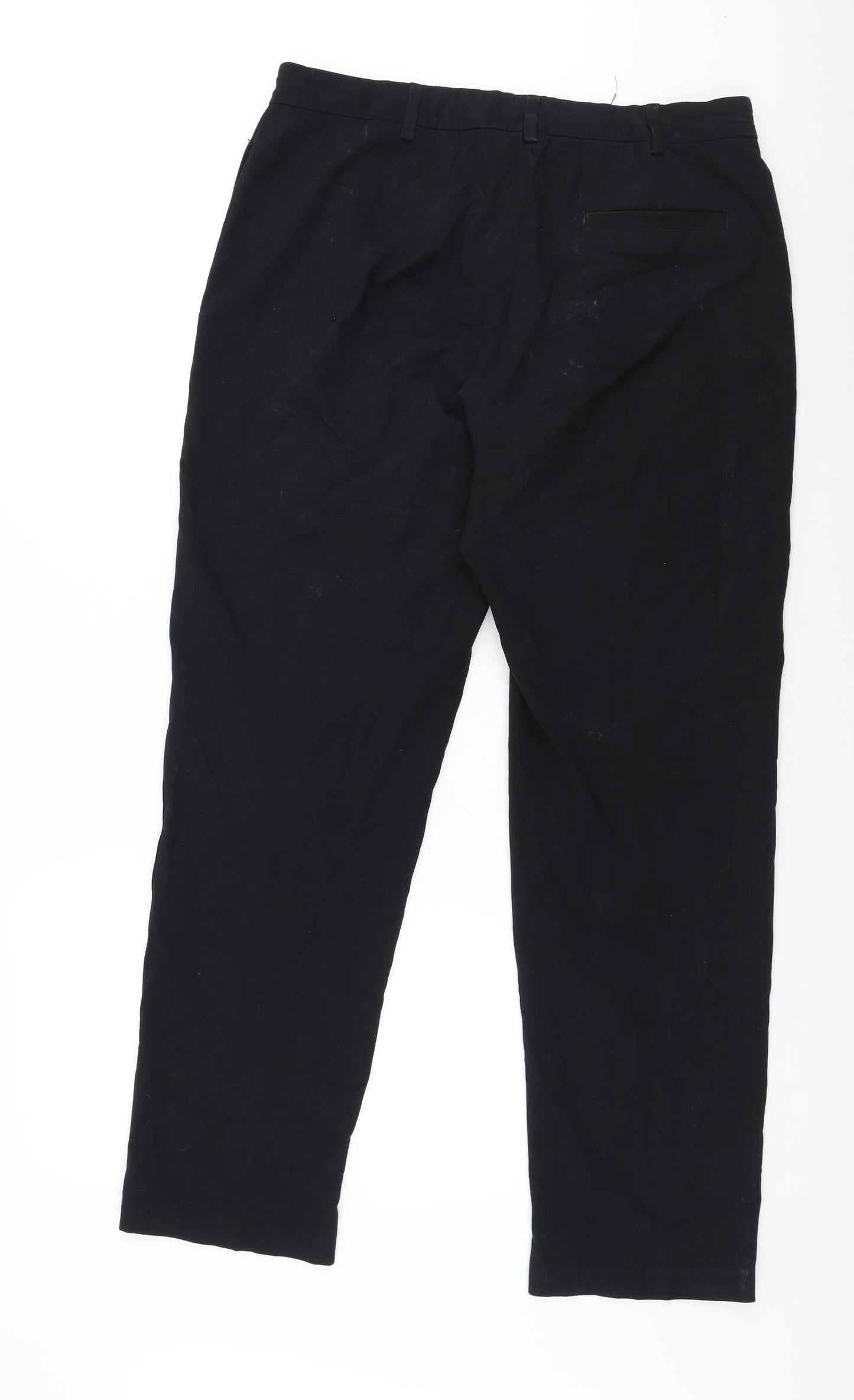 Marks and Spencer Womens Black  Polyester Trousers  Size 12 L28 in Regular Zip