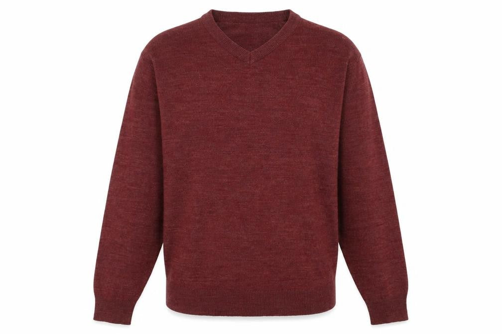 Premiere Man Mens Brown V-Neck  Acrylic Pullover Jumper Size S