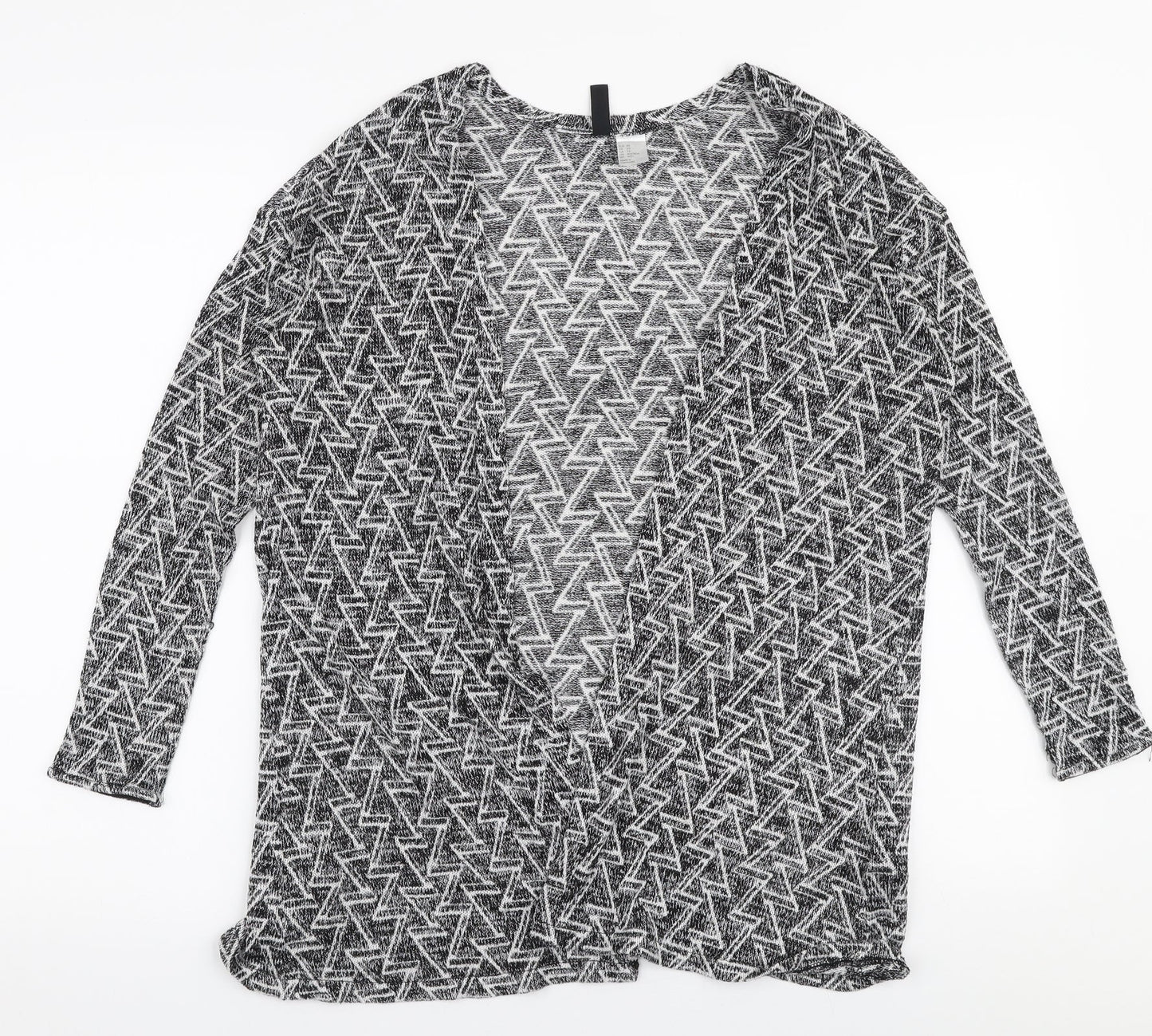 H&M Womens Grey V-Neck Geometric Polyester Cardigan Jumper Size XS