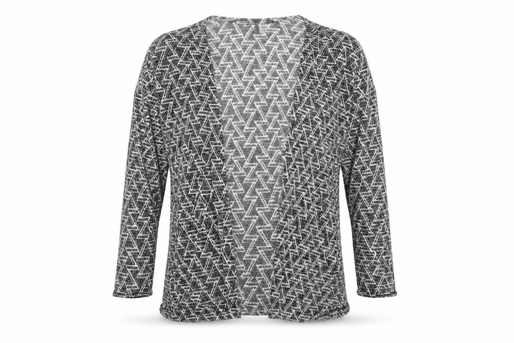 H&M Womens Grey V-Neck Geometric Polyester Cardigan Jumper Size XS