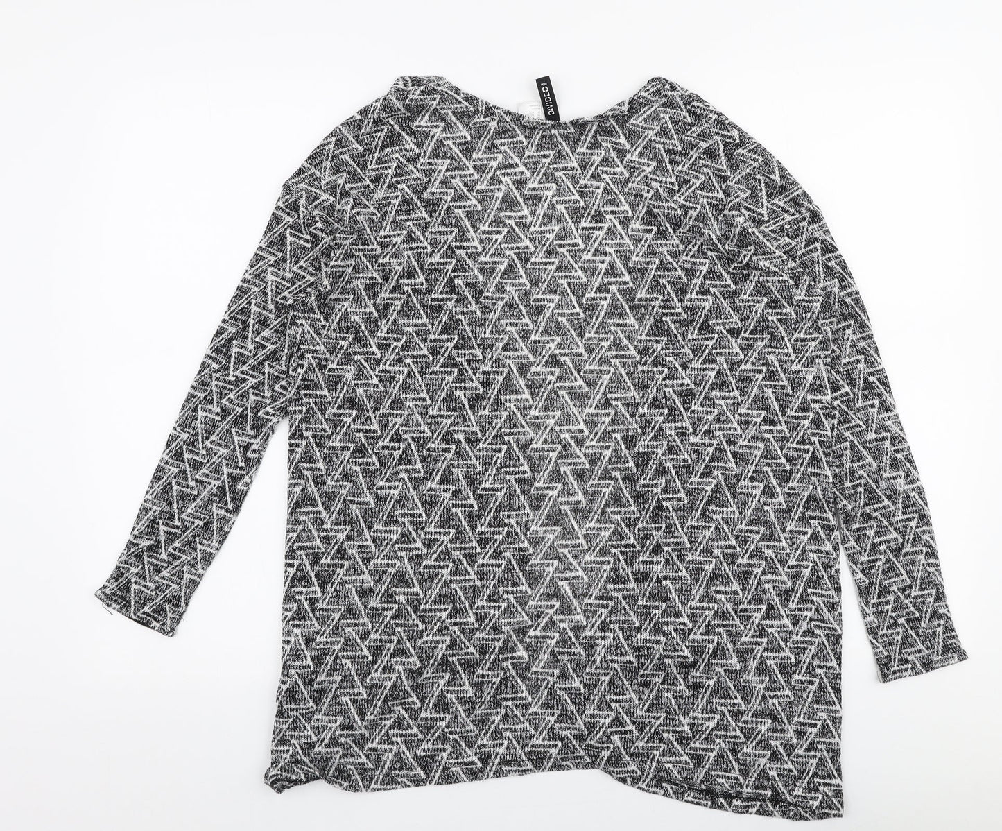H&M Womens Grey V-Neck Geometric Polyester Cardigan Jumper Size XS