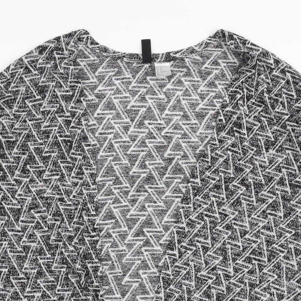 H&M Womens Grey V-Neck Geometric Polyester Cardigan Jumper Size XS