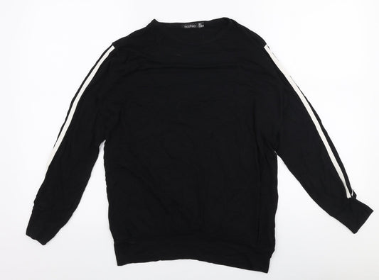 Boohoo Womens Black  Viscose Jersey T-Shirt Size 6 Round Neck