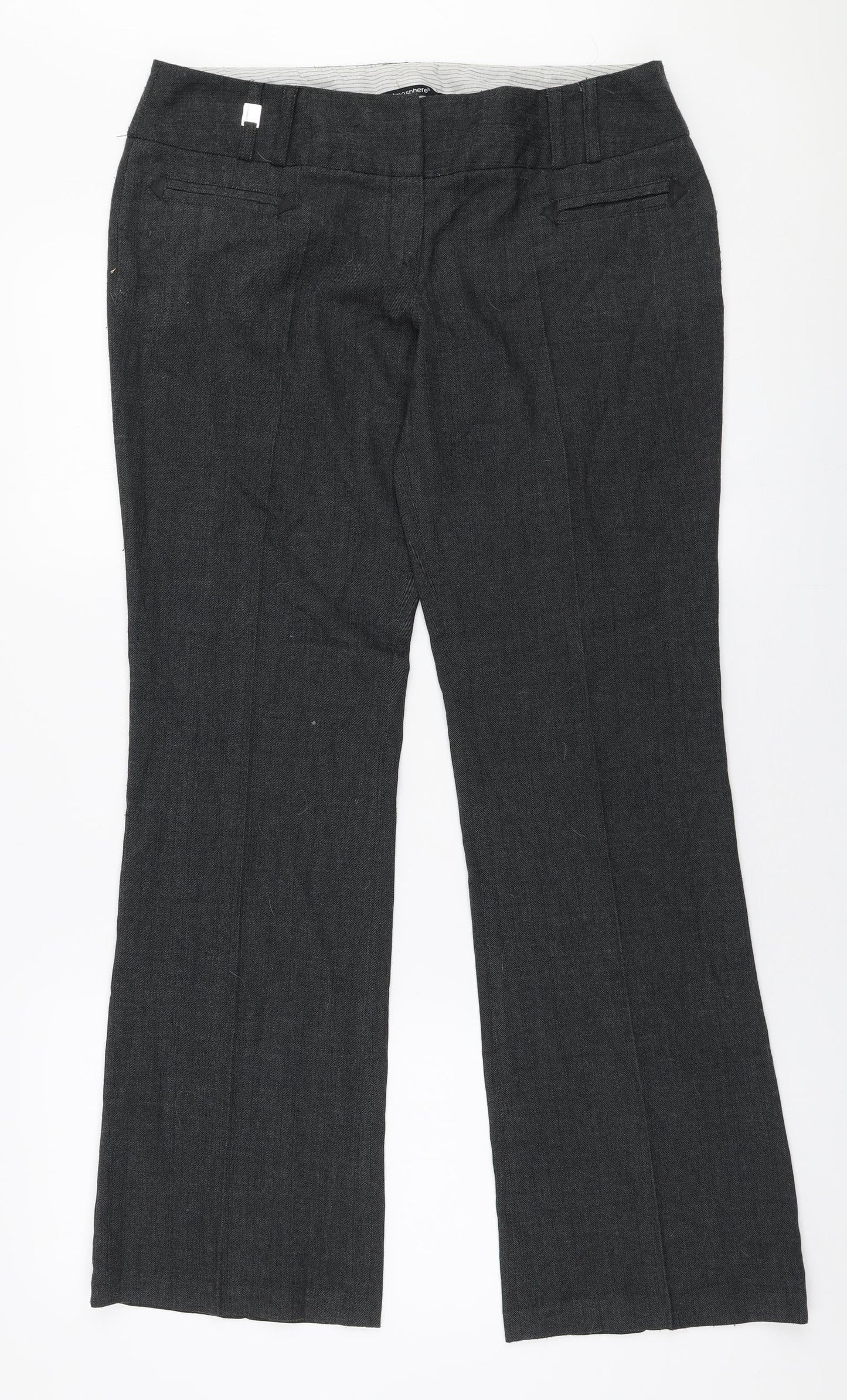 Atmosphere Womens Grey  Polyester Trousers  Size 12 L31 in Regular Zip