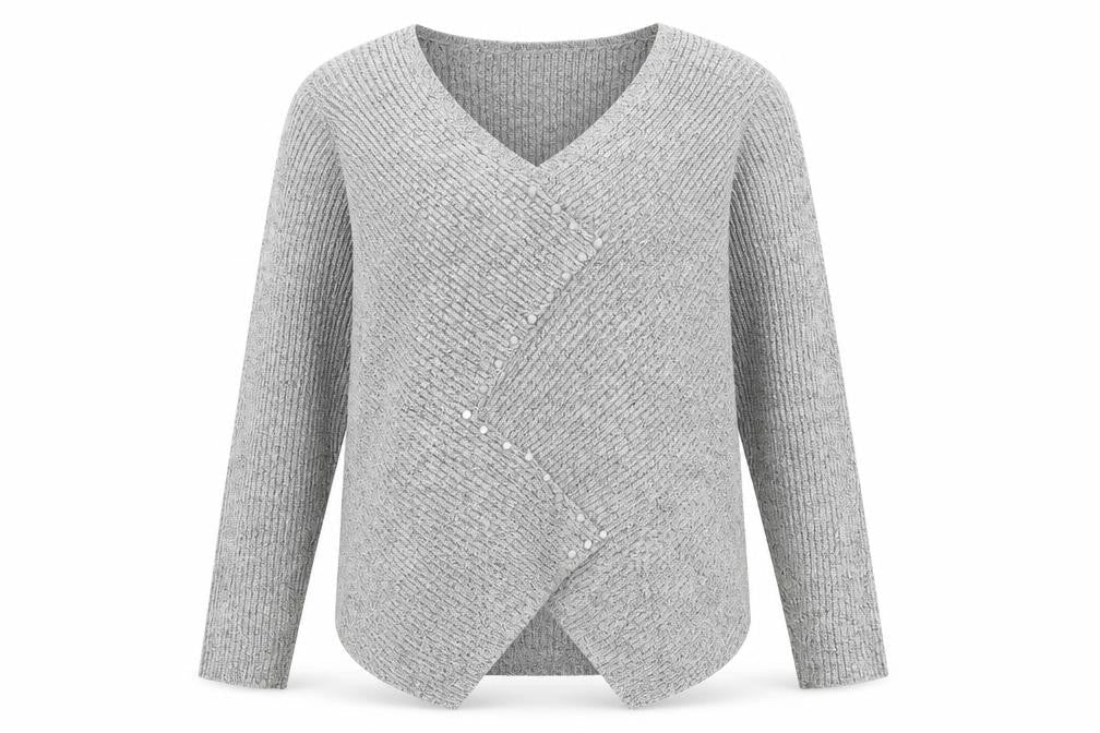 Roman  Womens Grey V-Neck  Acrylic Pullover Jumper Size S