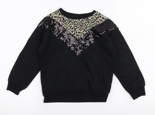 Matalan Girls Black  Polyester Pullover Sweatshirt Size 7 Years  Pullover