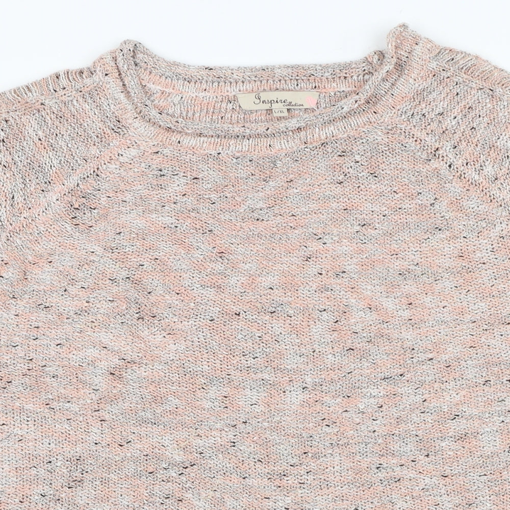Inspire Womens Pink Round Neck  Acrylic Pullover Jumper Size L